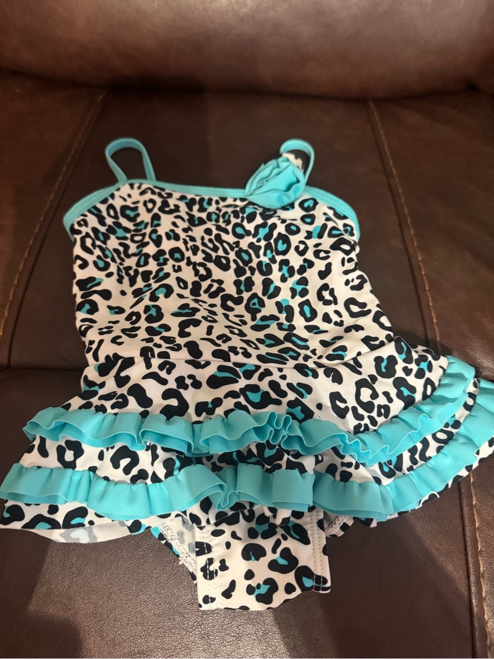 Koala Kids White and Gray Leopard Print swimsuit